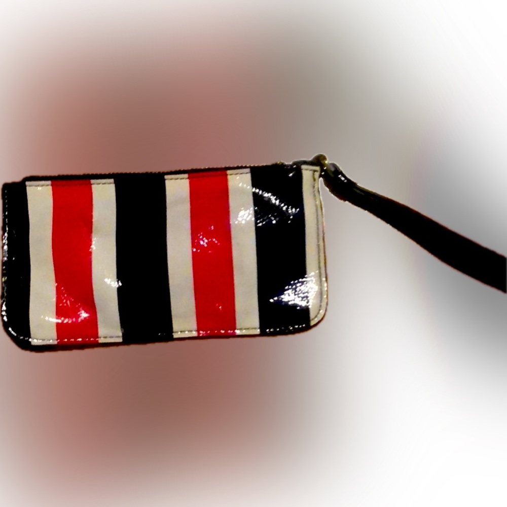 Toss Wristlet, Black & Red Stripes